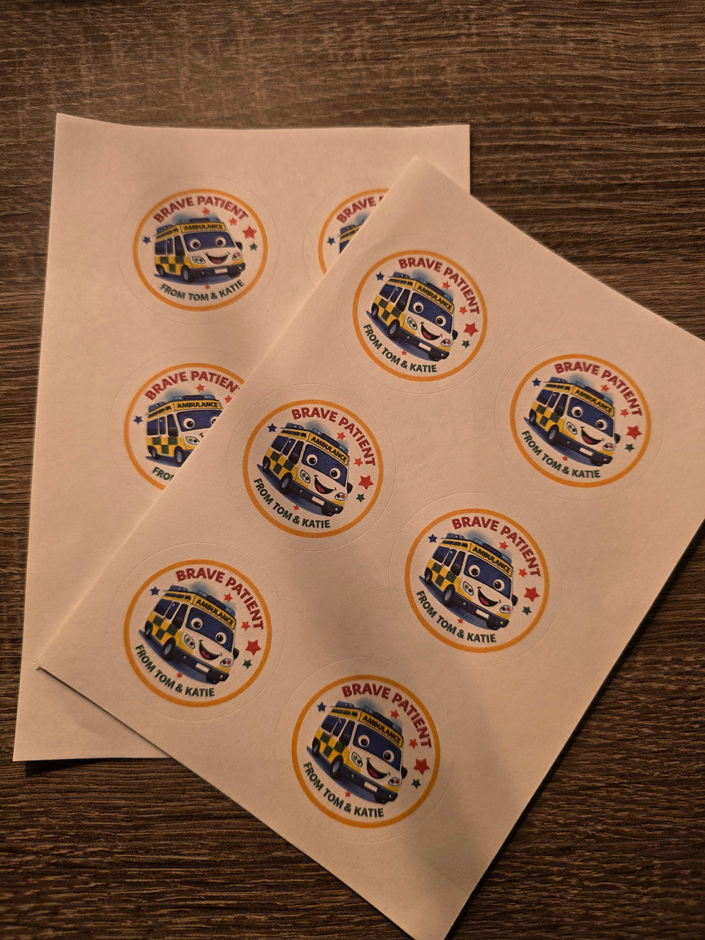 Brave Patient Ambulance Stickers - 24 sticker sheet