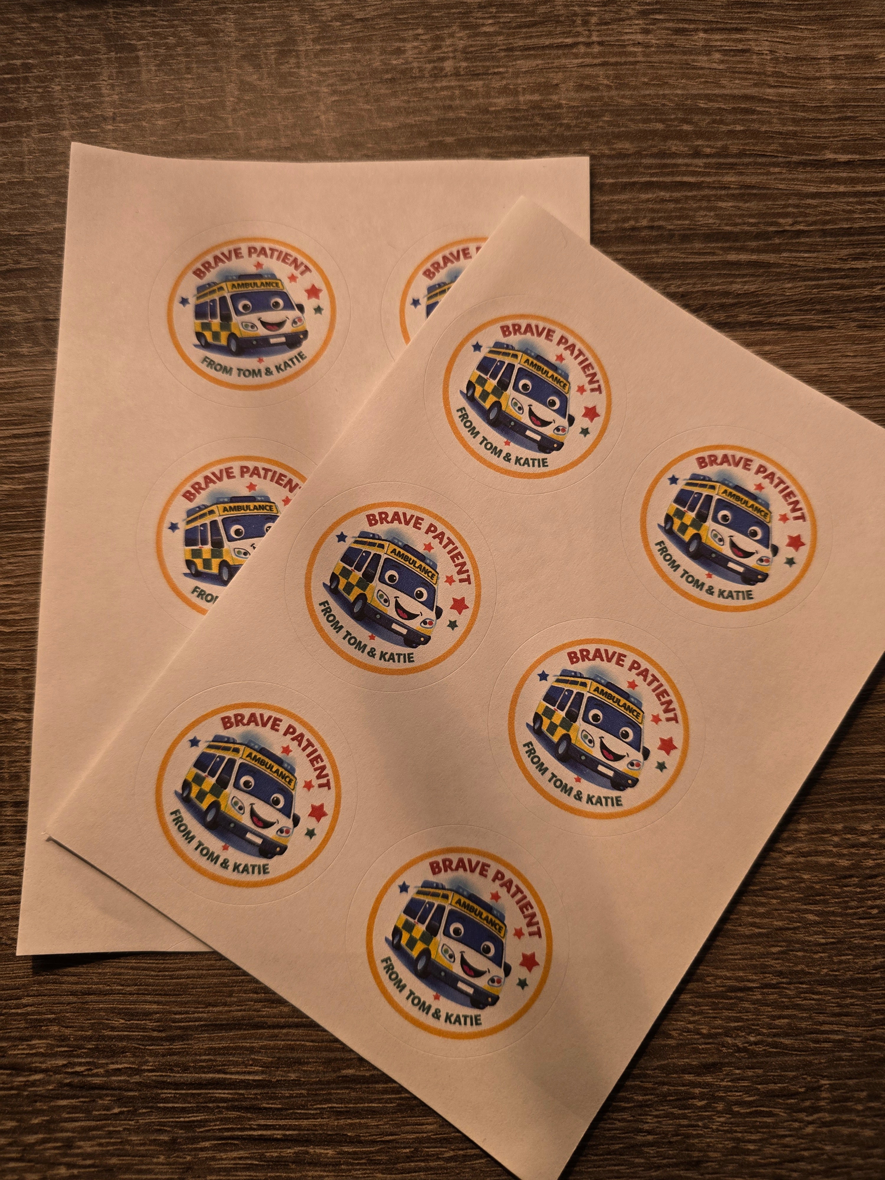 Brave Patient Ambulance Stickers - 24 sticker sheet
