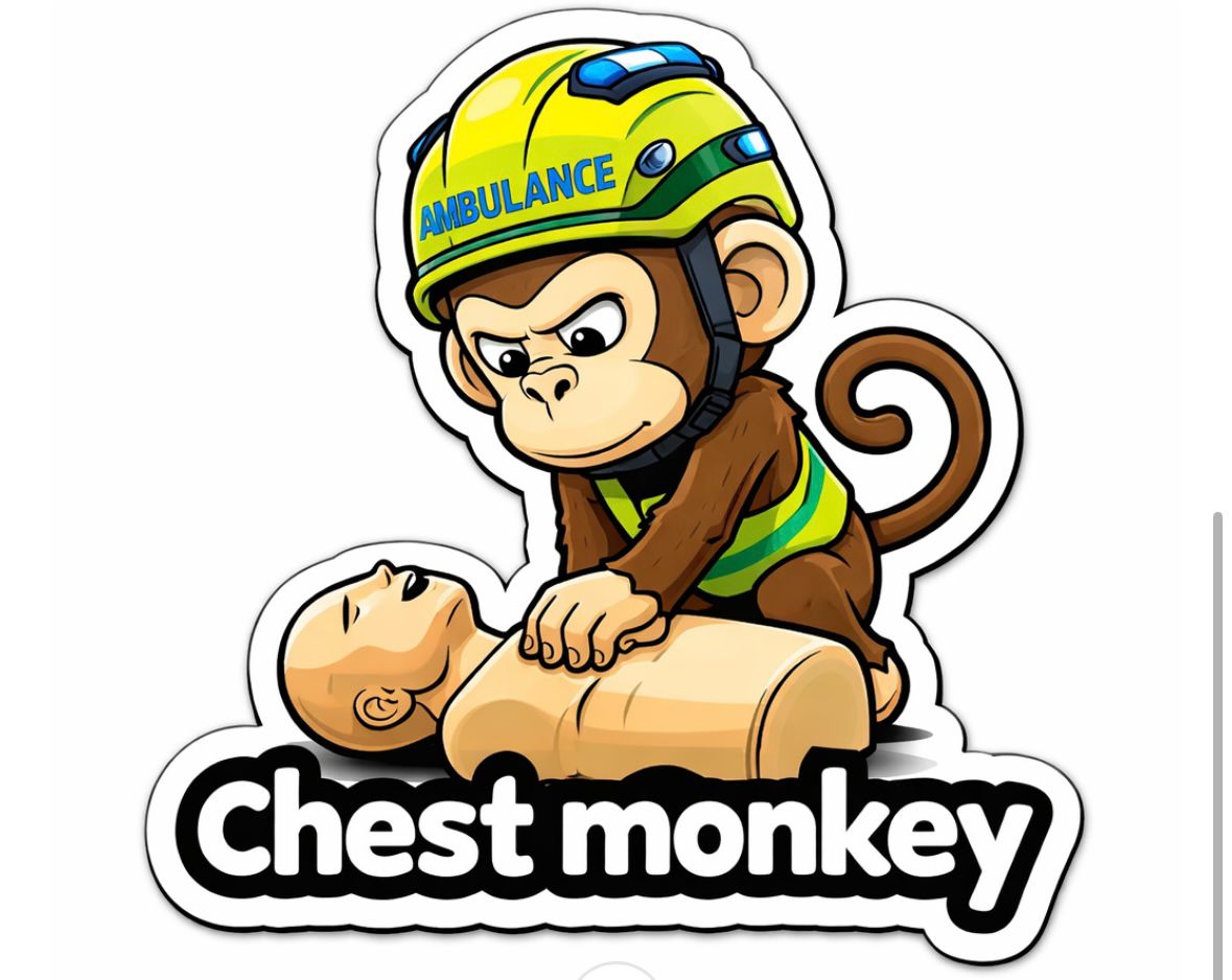 Ambulance Humour Vinyl Sticker - Chest Monkey!