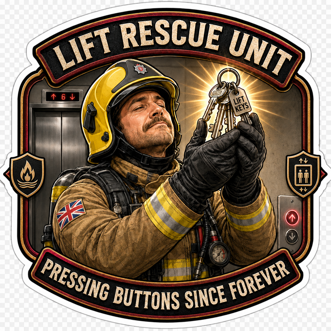 Humour Vinyl Sticker - Lift Rescue