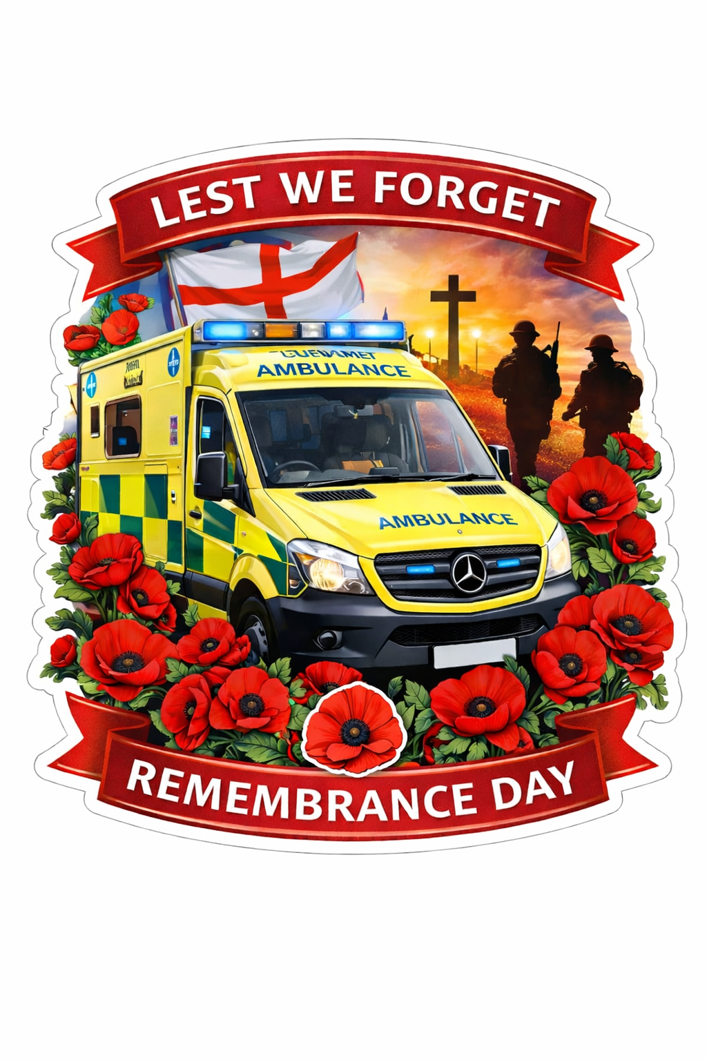 Ambulance Humour Vinyl Sticker - Lest We Forget