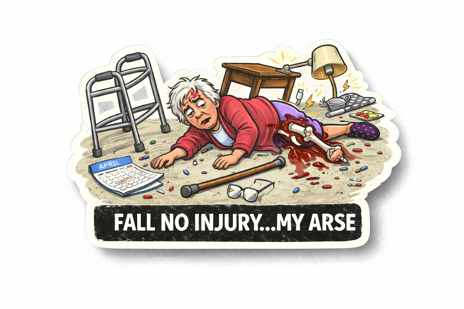 Ambulance Humour Vinyl Sticker - Non Injury Fall!?!?