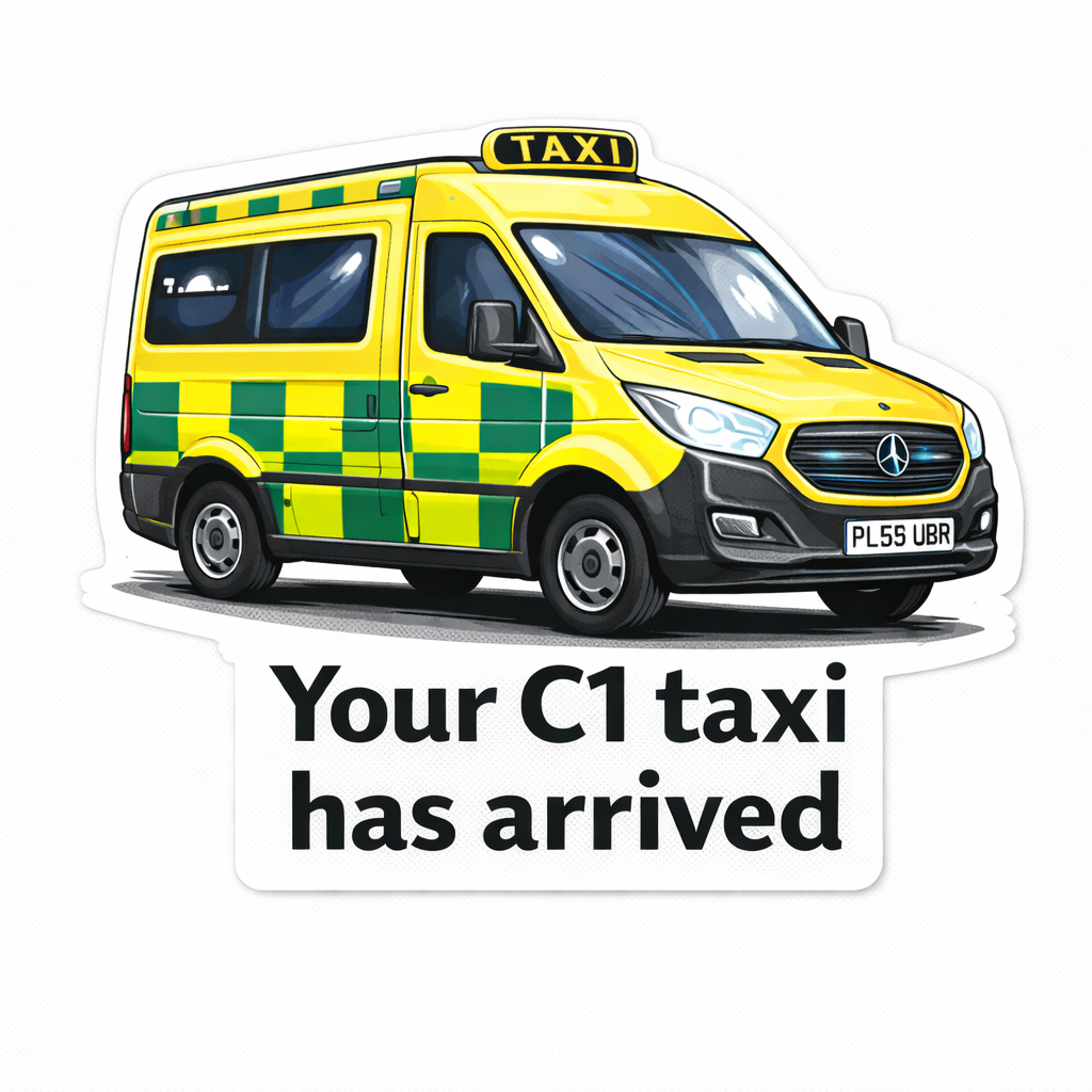 Ambulance Humour Vinyl Sticker - C1 Taxi