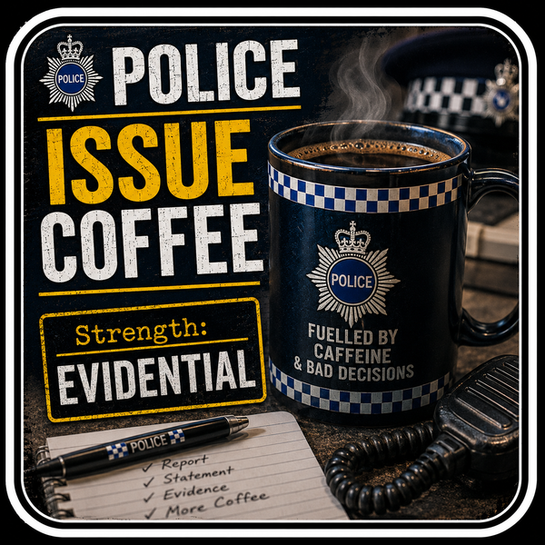 Humour Vinyl Sticker - Police issue Coffee