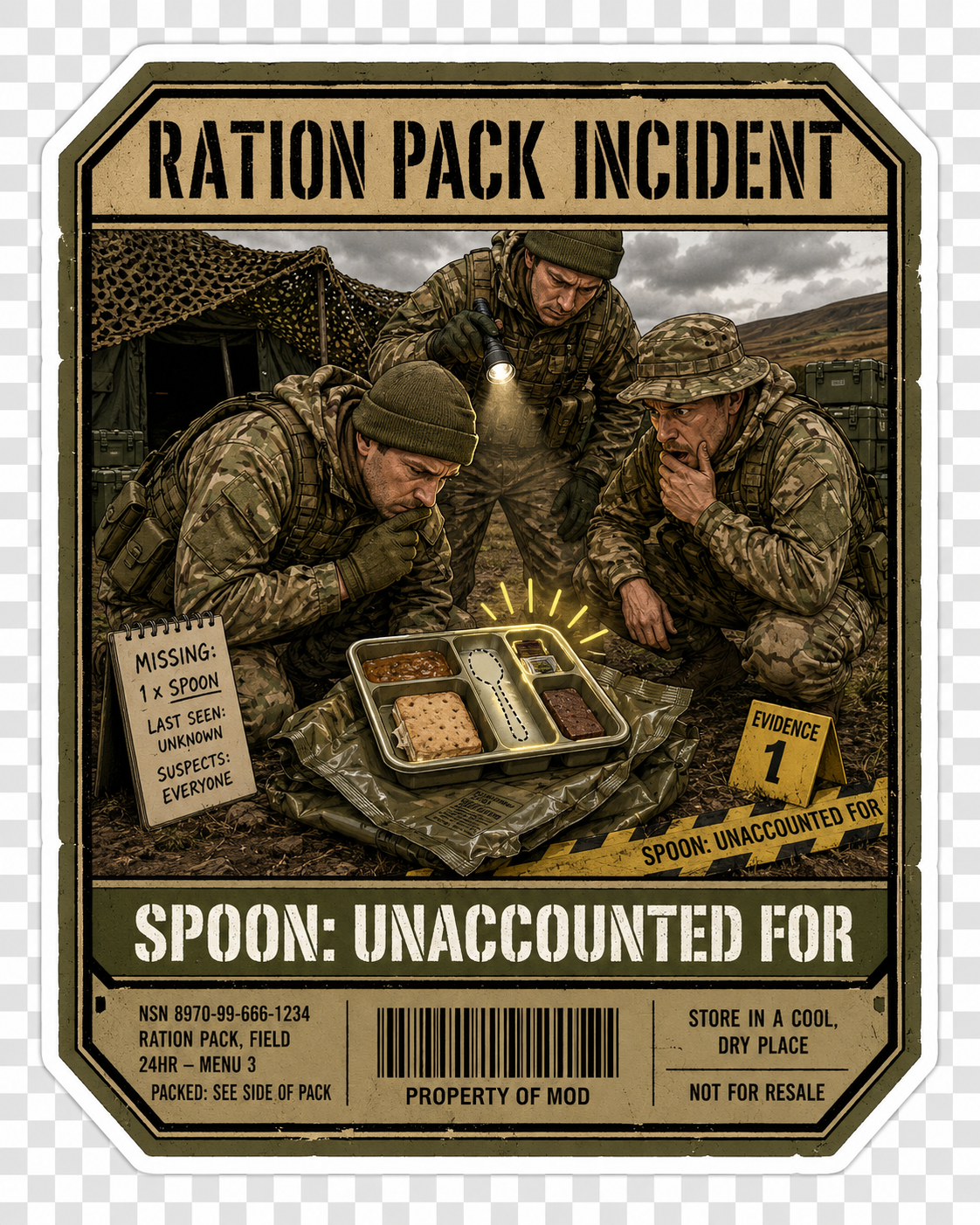 Humour Vinyl Sticker - Ration pack