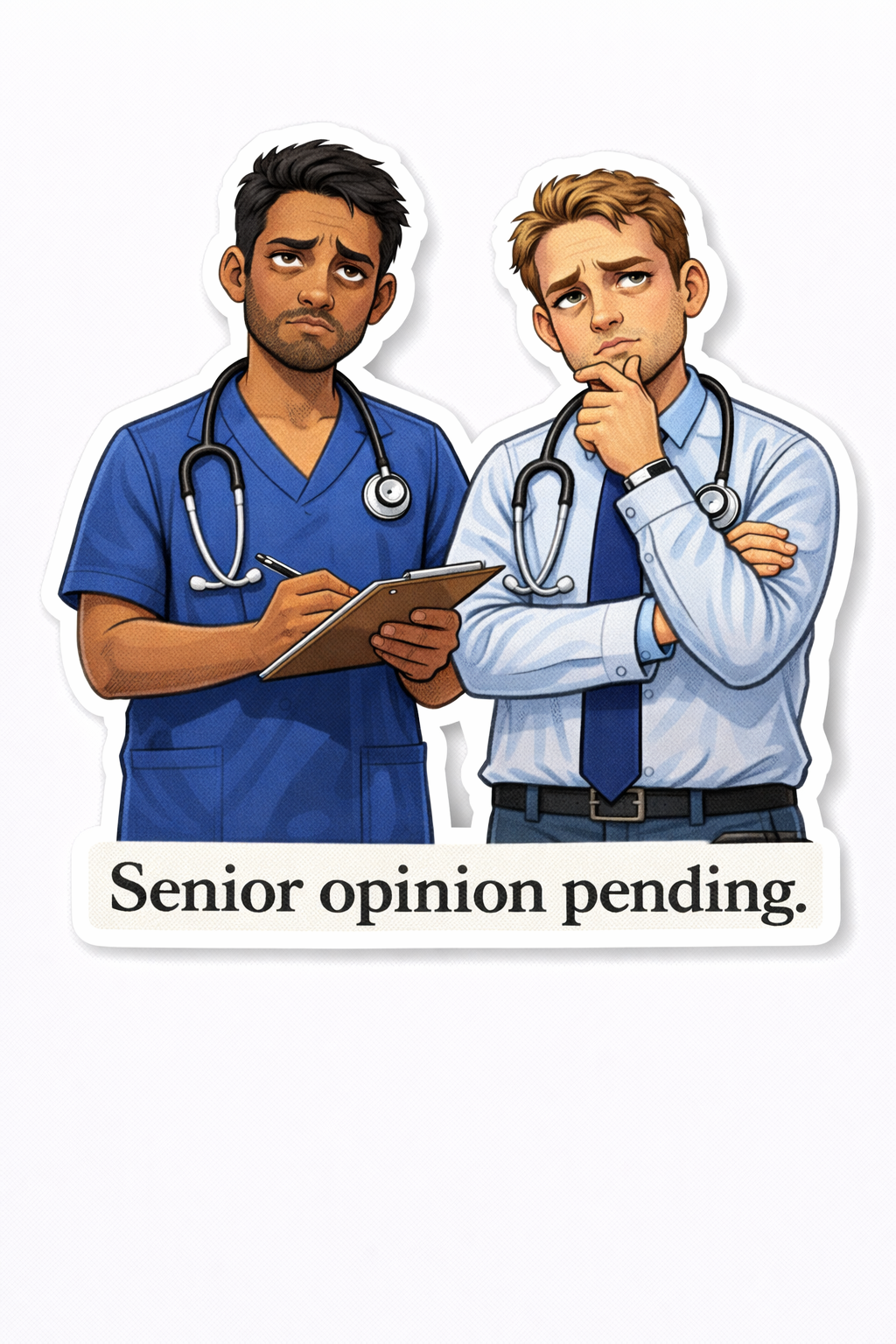 NURSE & ED Humour Vinyl Sticker - Senior opinion!