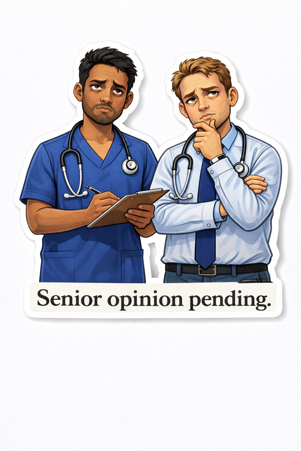 NURSE & ED Humour Vinyl Sticker - Senior opinion!