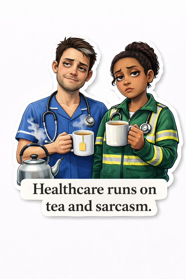 NURSE & ED Humour Vinyl Sticker - Tea & Sarcasm!