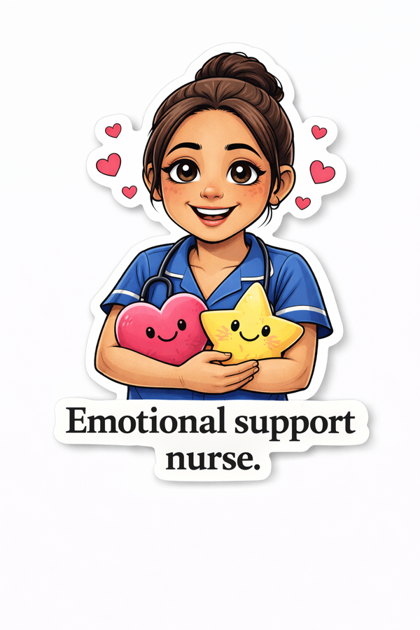 NURSE & ED Humour Vinyl Sticker - Emotional Support!