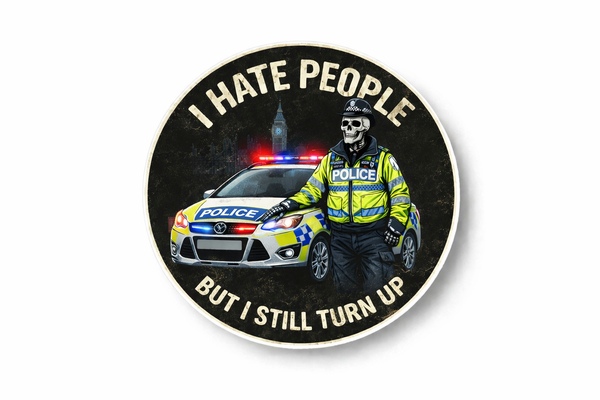 POLICE Humour Vinyl Sticker - I hate People!