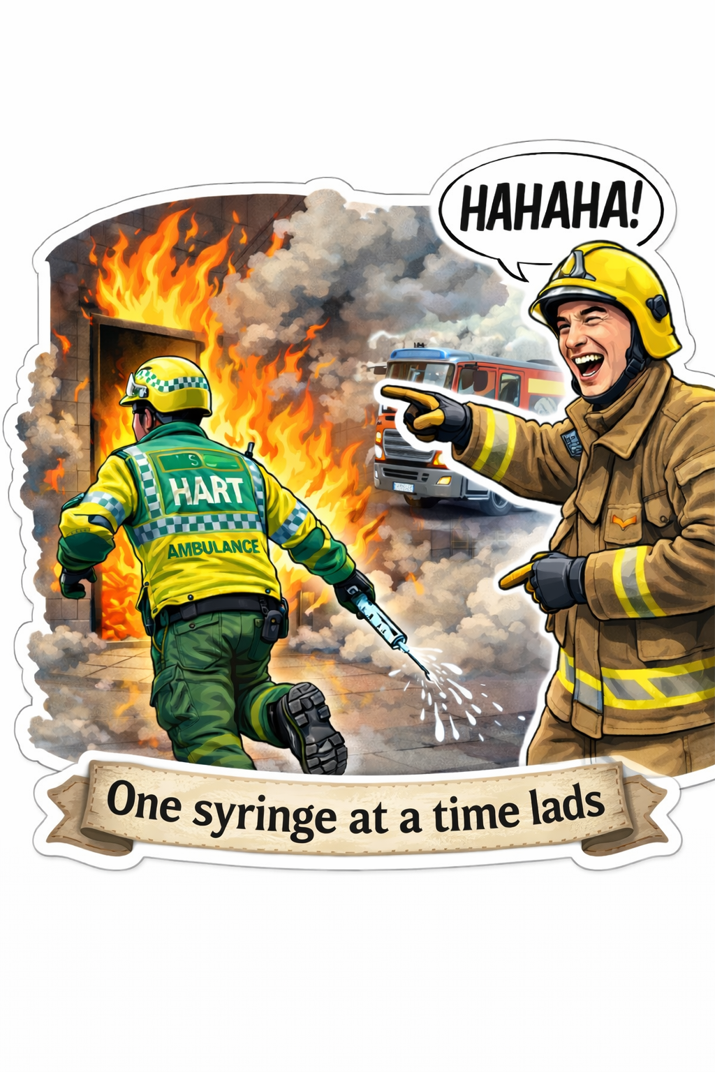 Ambulance Humour Vinyl Sticker - HART Fire!